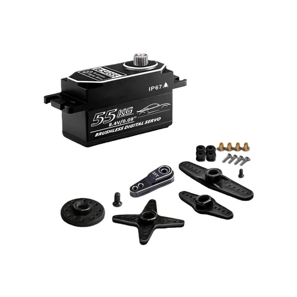55Kg Brushless Digital Servo Low Profile Metal Gear Servo Ip67 Waterproof High Torque Rc Servo For Off-Road Trucks 6033987350008