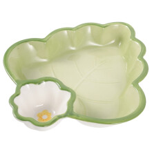 Stackable Ceramic Teardrop Appetizer Plates and Dipping Saucers, EasyClean Glazed Design for Snacks
