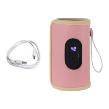 Portable Bottle Warmer with Digital Temperature Display, Breast Milk Heater for Travel Car Home, Pink