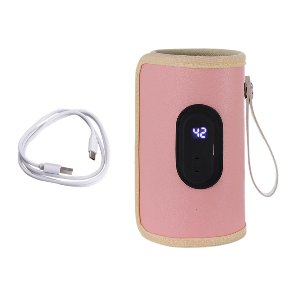 Portable Bottle Warmer With Digital Temperature Display, Breast Milk Heater For Travel Car Home, Pink