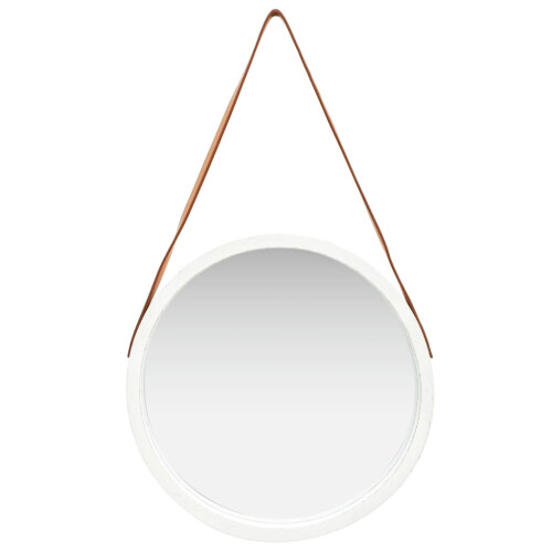 Berkfield Wall Mirror with Strap 50 cm White 1