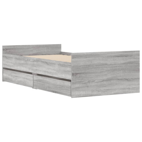 Berkfield Bed Frame without Mattress Grey Sonoma 75x190 cm Small Single Small Single 2