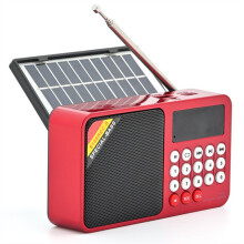 Solar Portable FM Radio Rechargeable Speaker USB MP3 Music Player with Recording LED Light Radio FM Receiver A