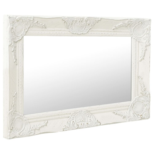 Berkfield Wall Mirror Baroque Style 60x40 cm White 1