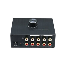 4 Way RCA Stereo Audio Switcher Bi-Directional with Volume Knob 4x1 / 1x4 RL RCA Stereo Audio Audio Splitter