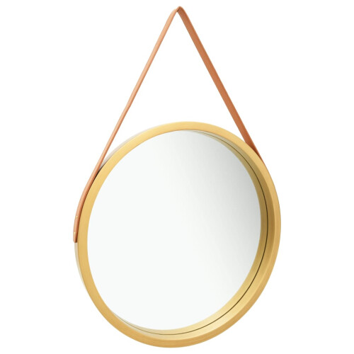 Berkfield Wall Mirror with Strap 60 cm Gold 1