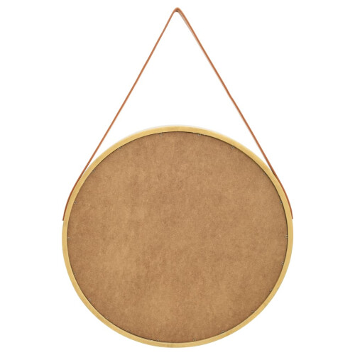 Berkfield Wall Mirror with Strap 60 cm Gold 2