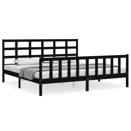 Berkfield Bed Frame without Mattress Black 200x200 cm Solid Wood Pine 1
