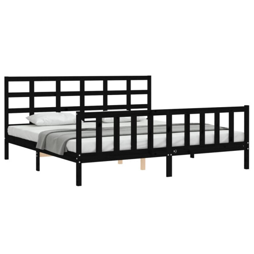 Berkfield Bed Frame without Mattress Black 200x200 cm Solid Wood Pine 2