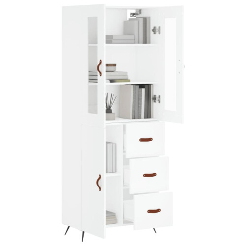Berkfield Highboard White 69.5x34x180 cm Engineered Wood 2