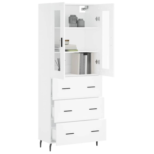 Berkfield Highboard White 69.5x34x180 cm Engineered Wood 2