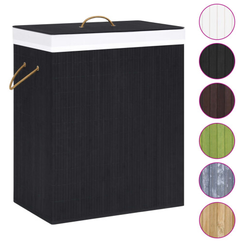 Berkfield Bamboo Laundry Basket Black 83 L 1