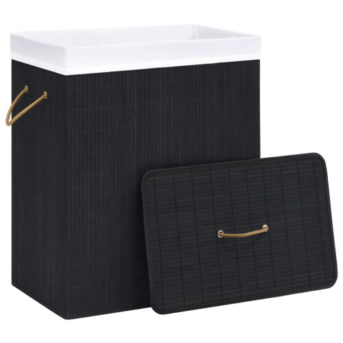 Berkfield Bamboo Laundry Basket Black 83 L 2