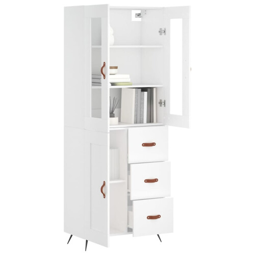 Berkfield Highboard White 69.5x34x180 cm Engineered Wood 2