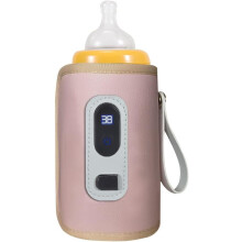 Pink USB Baby Bottle Warmer with Fast Heating and 5 Temperature Settings for Travel and Car Use