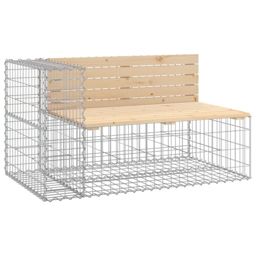 Berkfield Garden Bench with Gabion Basket Solid Wood Pine 2