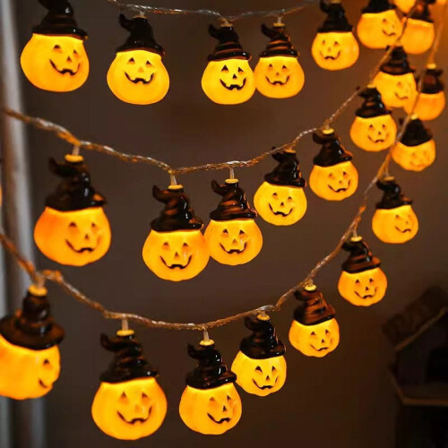 Vorkoi Halloween Pumpa LED-ljus 10-pack Orange Lyktslinga