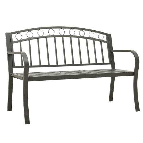 Berkfield Garden Bench with Table Grey 120 cm Steel 1
