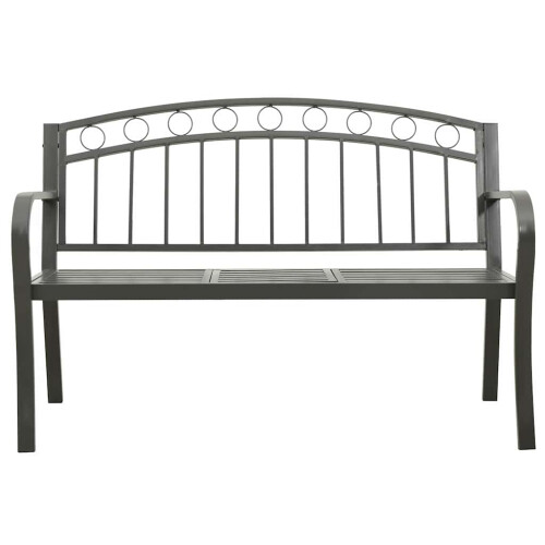 Berkfield Garden Bench with Table Grey 120 cm Steel 2