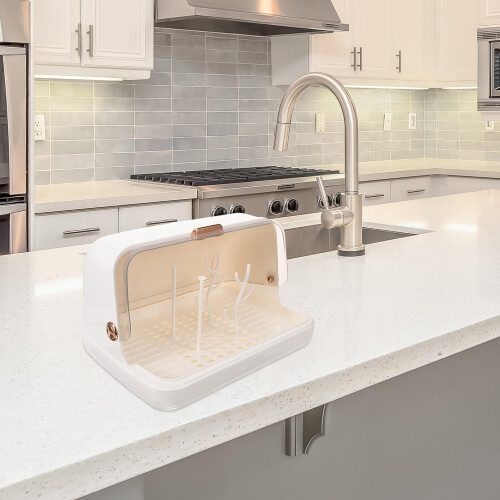 White Bottle Drying Rack Countertop Organizer with Efficient Drainage for Kitchen and Nursery 2