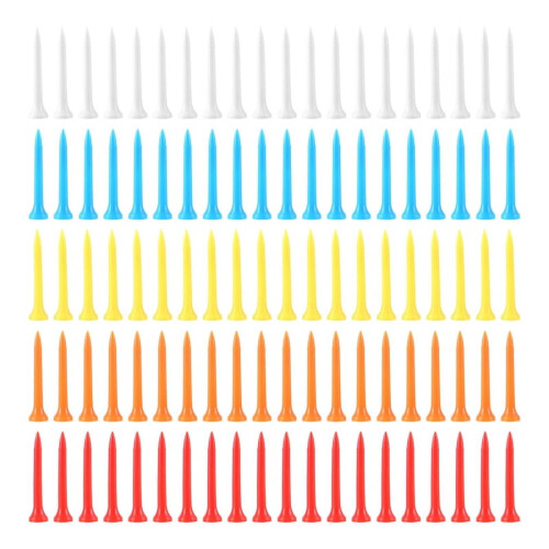 100 buc Teuri de golf 54 mm din plastic, culori mixte