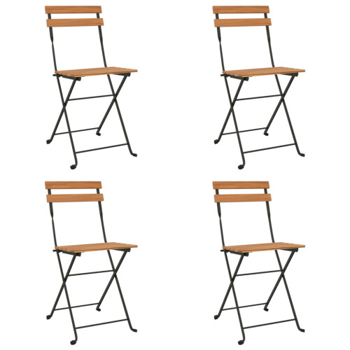 Berkfield Folding Bistro Chairs 4 pcs Solid Wood Teak and Steel 1