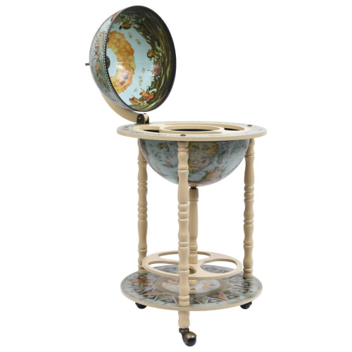Berkfield Globe Bar Wine Stand Eucalyptus Wood Blue 1