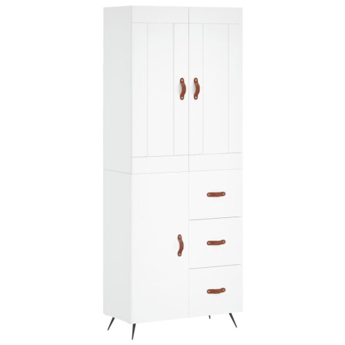 Berkfield Highboard White 69.5x34x180 cm Engineered Wood 1