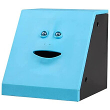 Funny Face Monkey Coin Bank Blue Interactive Money Eating Piggy Bank for Kids Boys and Girls Gift