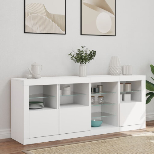 Berkfield Sideboard with LED Lights White 164x37x67 cm 2