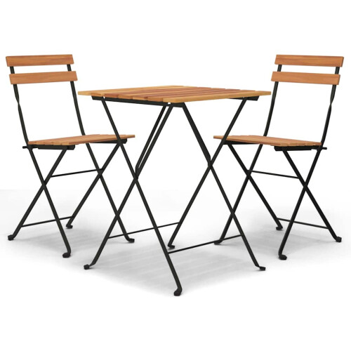 Berkfield 3 Piece Folding Bistro Set Solid Wood Teak and Steel 1