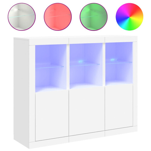 Berkfield Sideboards with LED Lights 3 pcs White Engineered Wood 1