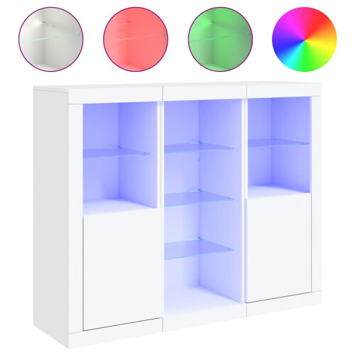 Berkfield Sideboards with LED Lights 3 pcs White Engineered Wood 1