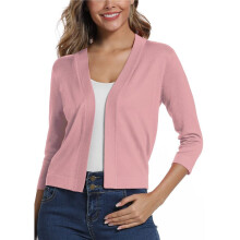 Women'S 3/4 Sleeve Cropped Cardigan Sweater Elegant Shrugs for Women L