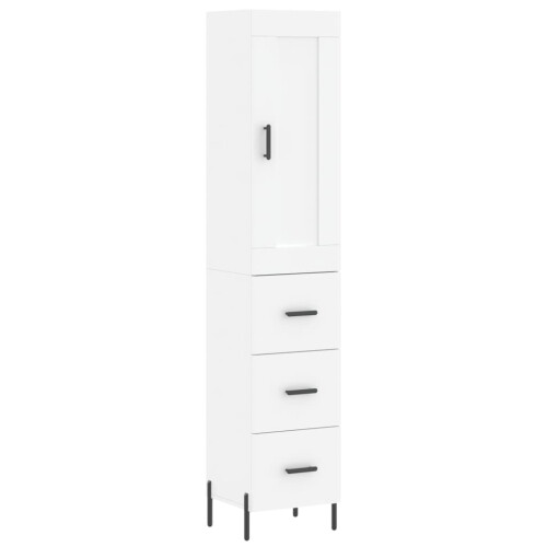 Berkfield Highboard White 34.5x34x180 cm Engineered Wood 1