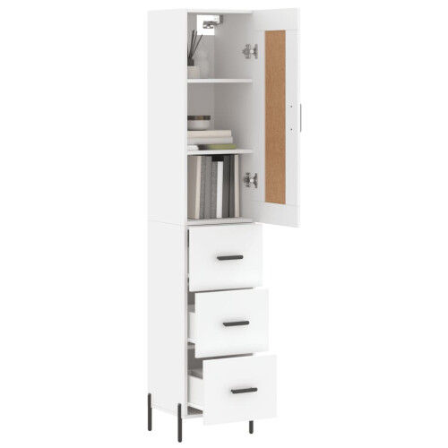 Berkfield Highboard White 34.5x34x180 cm Engineered Wood 2