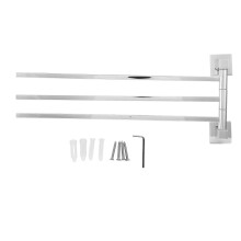 Wall Mounted Swivel Towel Rack Chrome Plated 43CM Three Arm Space Saving Bathroom Towel Bar