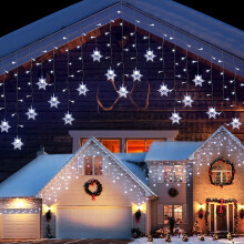 Christmas snowflake icicle lights outdoor 11.4 ft 96 LED