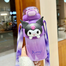 Pigesugkedel med sugerør og crossbody i rustfrit stål Kawaii 500ml Sanrio vand