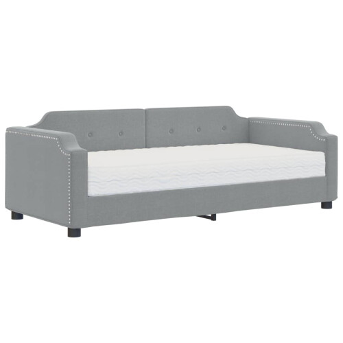 Berkfield Daybed with Mattress Light Grey 90x190 cm Fabric 1
