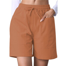 Omen Casual Shorts Drawstring Comfy Elastic Waist Shorts Summer Pull  Short with Pockets Brown XXL