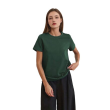 Womens Oversized Short Sleeve T Shirts Crew Neck Loose Workout Tee Casual Summer Tops Cotton Dark Green XL