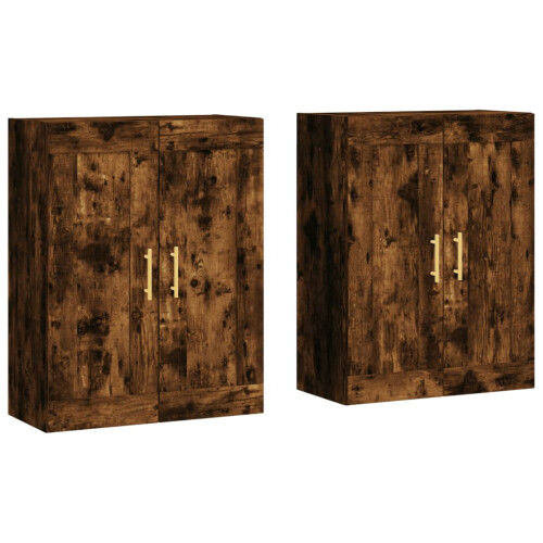 Berkfield Wall Mounted Cabinets 2 pcs Smoked Oak Engineered Wood 1