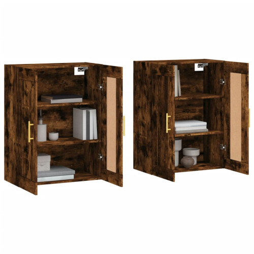 Berkfield Wall Mounted Cabinets 2 pcs Smoked Oak Engineered Wood 2