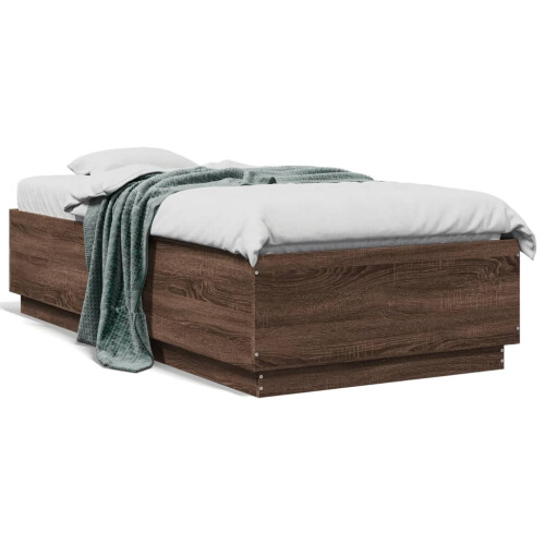 Berkfield Bed Frame without Mattress Brown Oak 75x190 cm Small Single 1