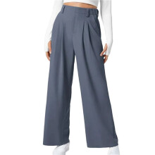Women'S Wide Leg Suit Pants Loose Fit High Elastic Waisted Business Casual Long Trousers Pants Dark Gray L