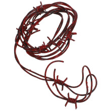 Halloween Barbed Wire Decoration, Vintage Red Faux Barbed Wire Prop for Haunted House and Party Decor, 2.5m