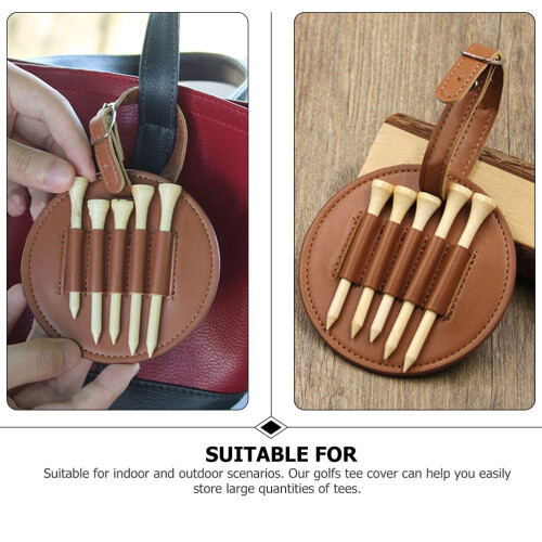 Leather golf essentials set with tees and container 1