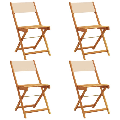 Berkfield Folding Garden Chairs 4 pcs Beige Fabric and Solid Wood 1