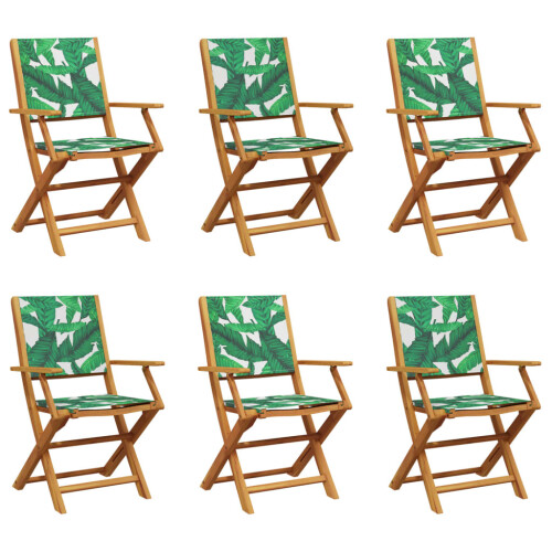 Berkfield Folding Garden Chairs 6 pcs Green Fabric and Solid Wood 1